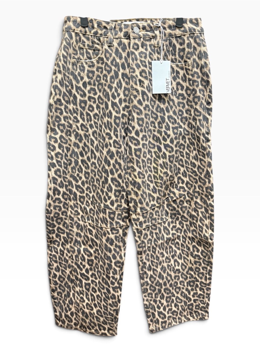 Vervet Kate Leopard Print Barrel Leg Jeans Size 27 NWT - Picture 2 of 9